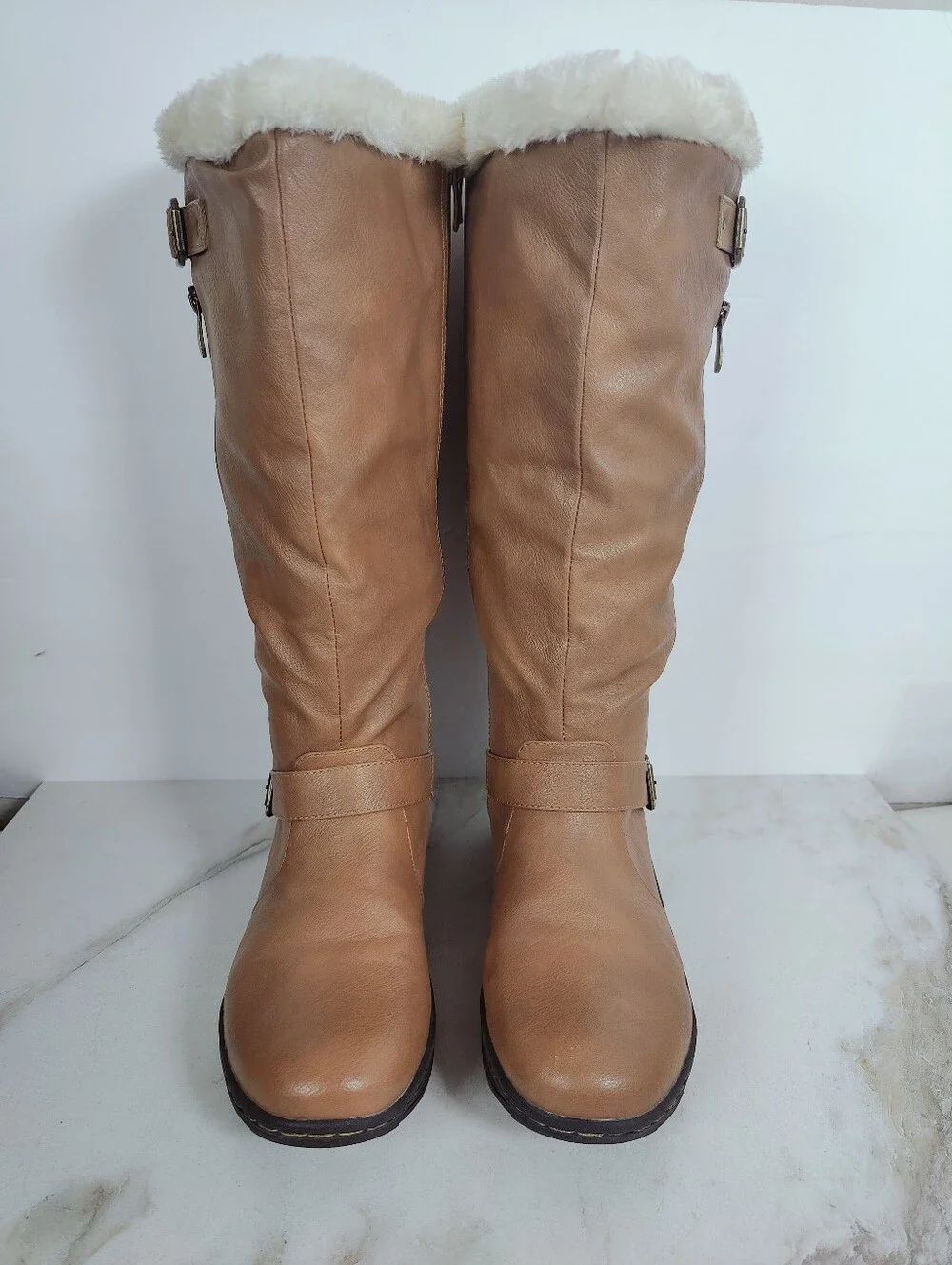 Dream Pairs Women's Rabbit Knee-High Winter Boots, Camel, Sz 9.5